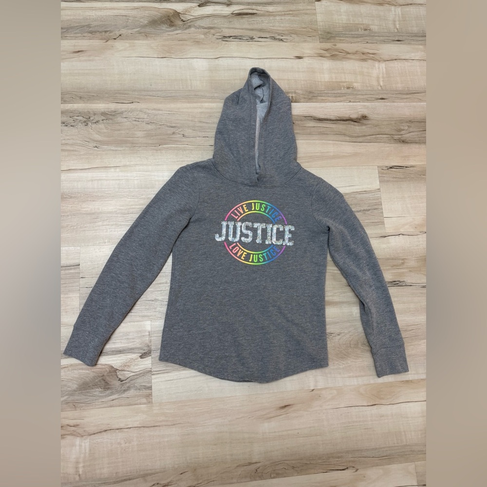 Justice Gray Hoodie with Rainbow Accents